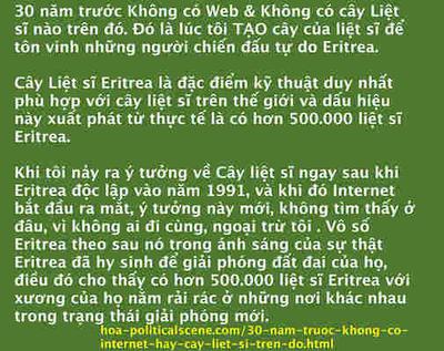 30 năm trước Không có Web & Không có cây Liệt sĩ nào trên đó. Đó là lúc tôi TẠO cây của liệt sĩ để tôn vinh những người chiến đấu tự do Eritrea.