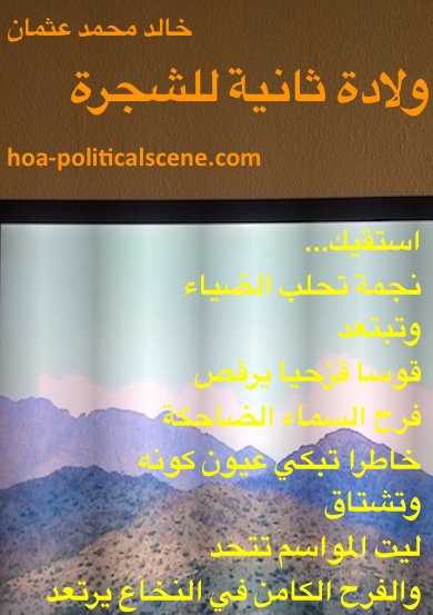 hoa-politicalscene.com - HOAs Scripture: "Second Birth of the Tree", by poet & journalist Khalid Mohammed Osman on views of the Red Sea mountains chain with sun beams lighting the horizon.