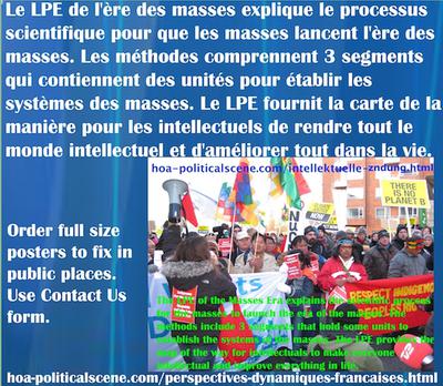 hoa-politicalscene.com/perspectives-dynamiques-francaises.html: Le LPE de l'ère des masses explique le processus scientifique pour que les masses lancent l'ère des masses.